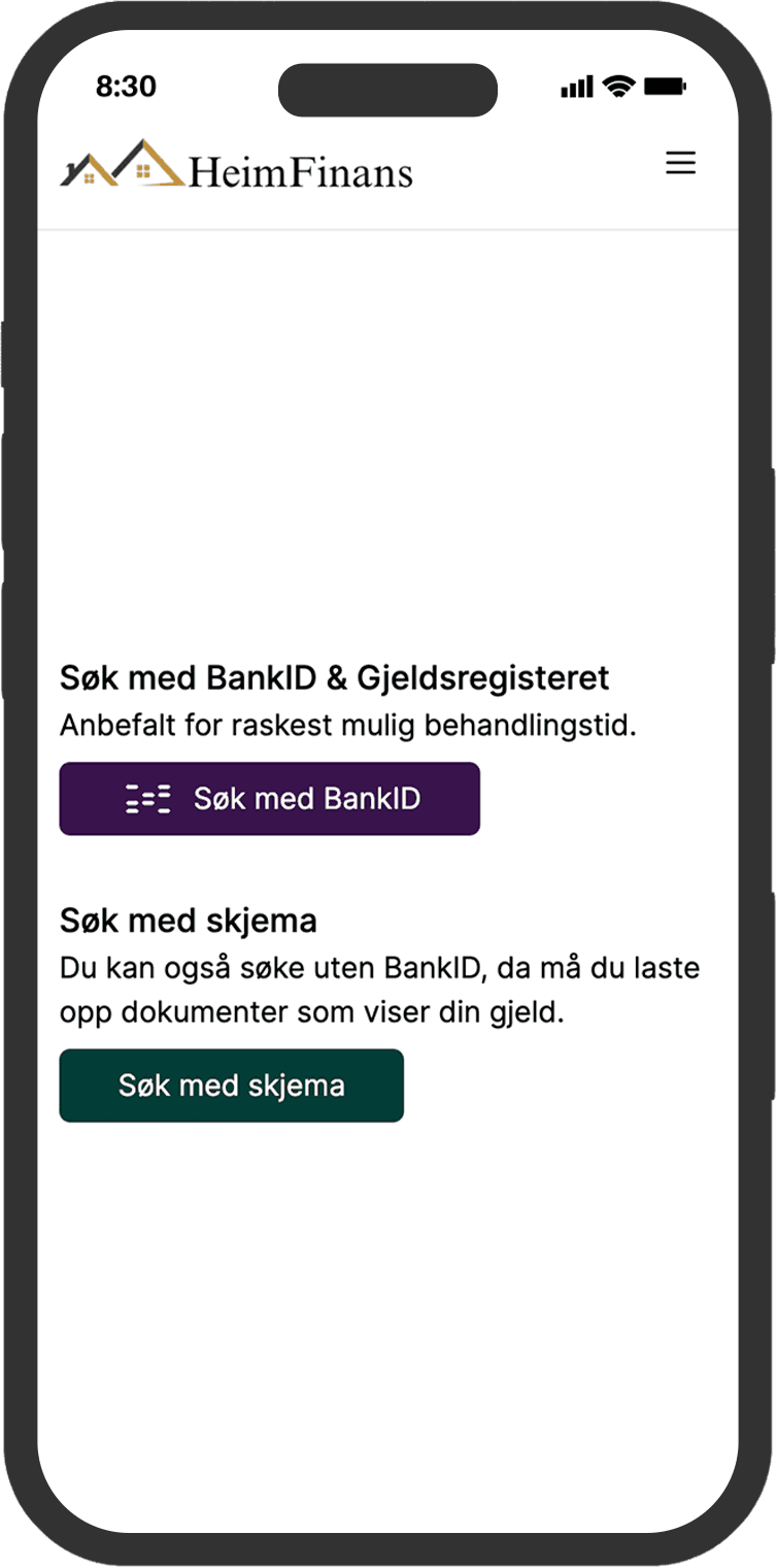 Steg 1, søk med Vipps